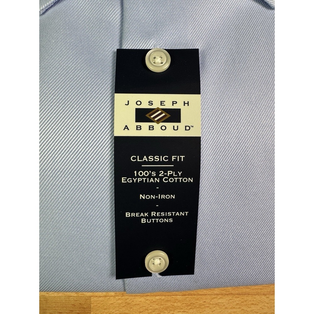 Joseph Abboud Dress Shirt 22 34/35 Blue Egyptian Cotton Classic Fit Non-Iron NWT - Picture 3 of 5